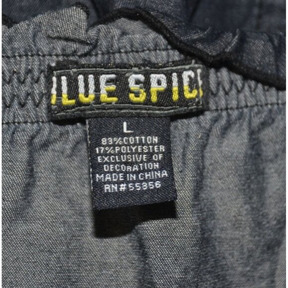 Blue Spice Dark Chambray Tube Top Sleeveless Romper Jumpsuit Size L Crop Pockets - Picture 8 of 9